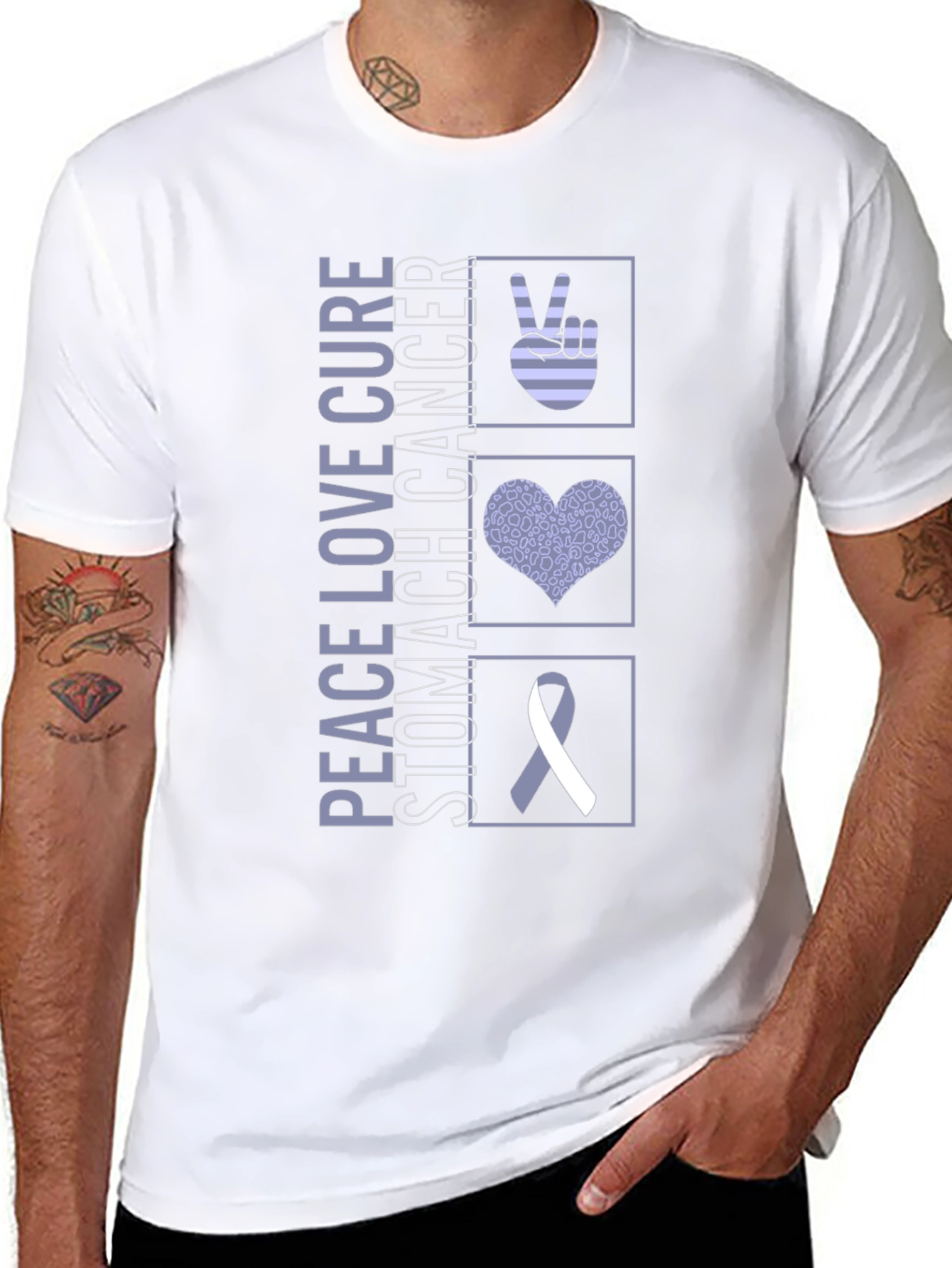 Peace Love Cure Stomach Cancer Awareness T-Shirt