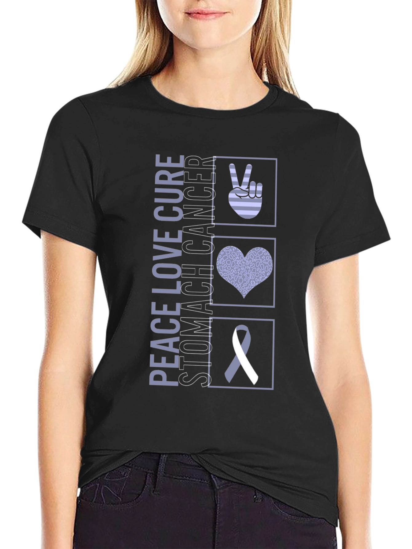 Peace Love Cure Stomach Cancer Awareness T-Shirt