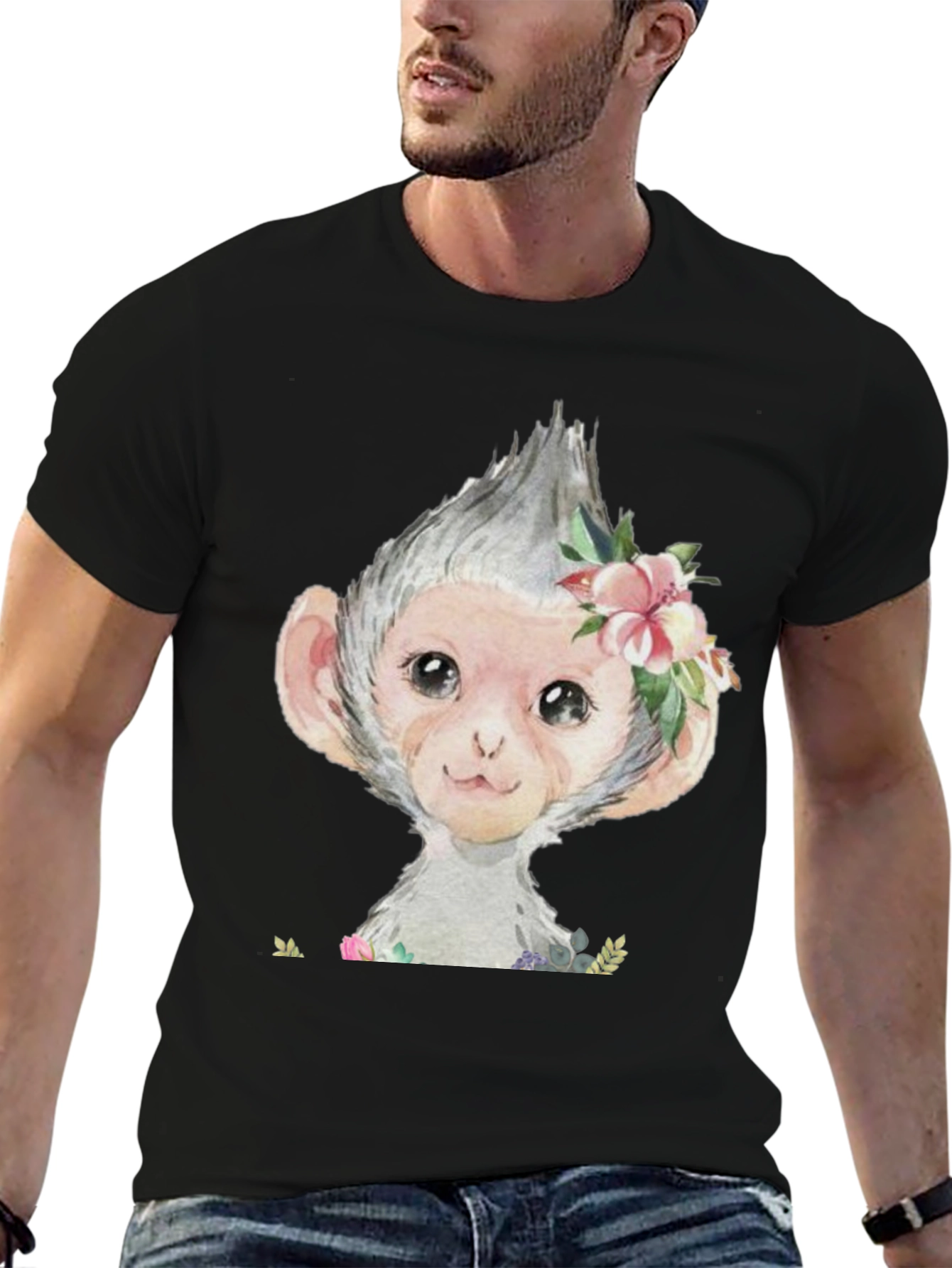 Monkey Floral T-Shirt - Cute Graphic Tee