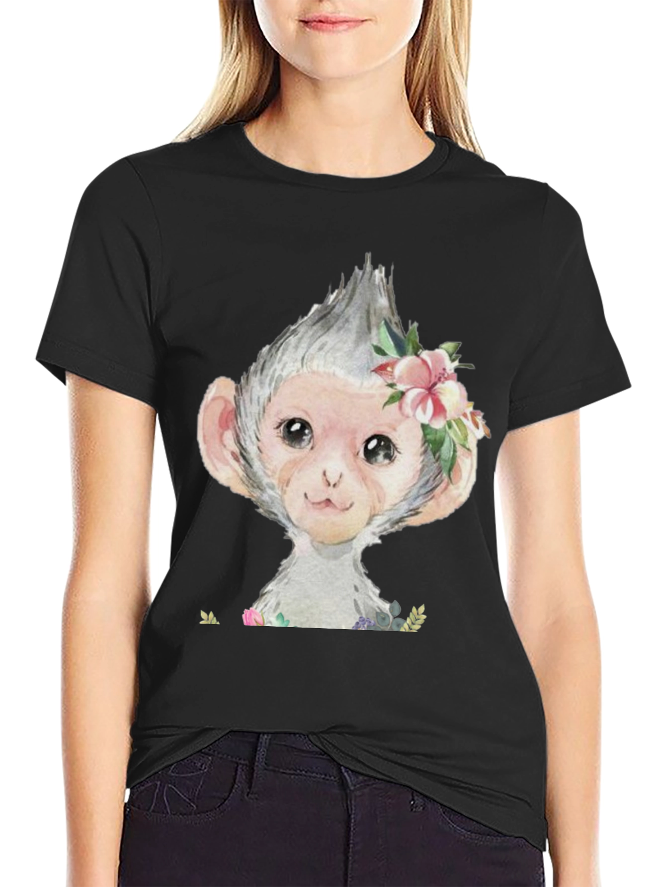 Monkey Floral T-Shirt - Cute Graphic Tee