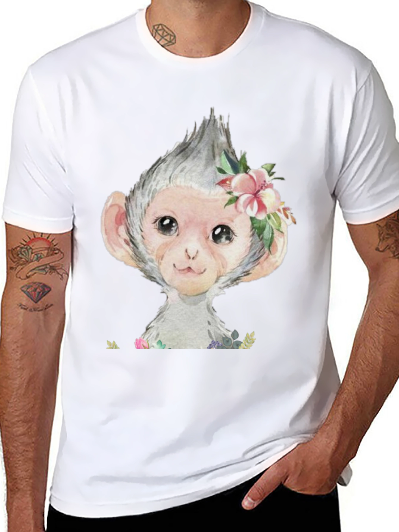 Monkey Floral T-Shirt - Cute Graphic Tee