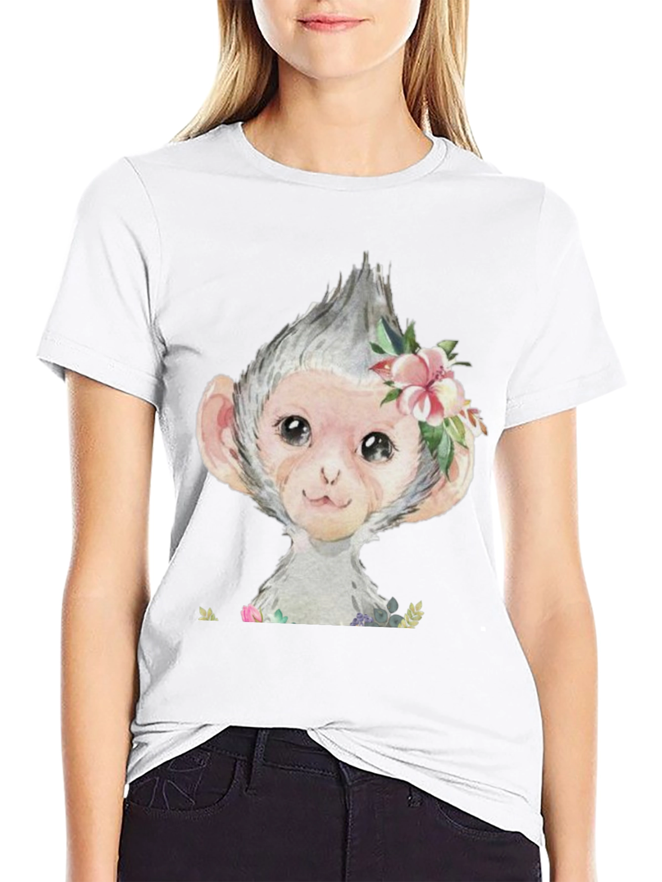 Monkey Floral T-Shirt - Cute Graphic Tee
