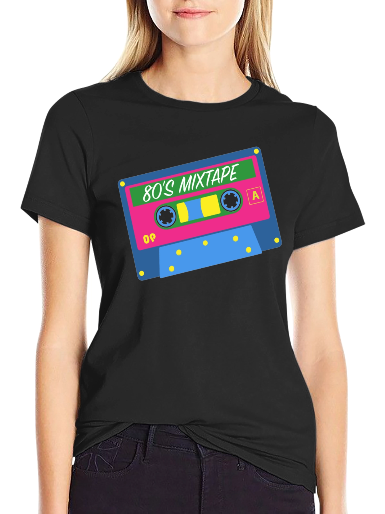 Retro 80s Mixtape Graphic T-Shirt - Black