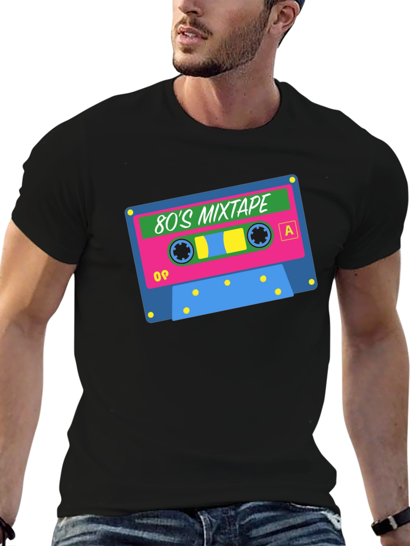 Retro 80s Mixtape Graphic T-Shirt - Black