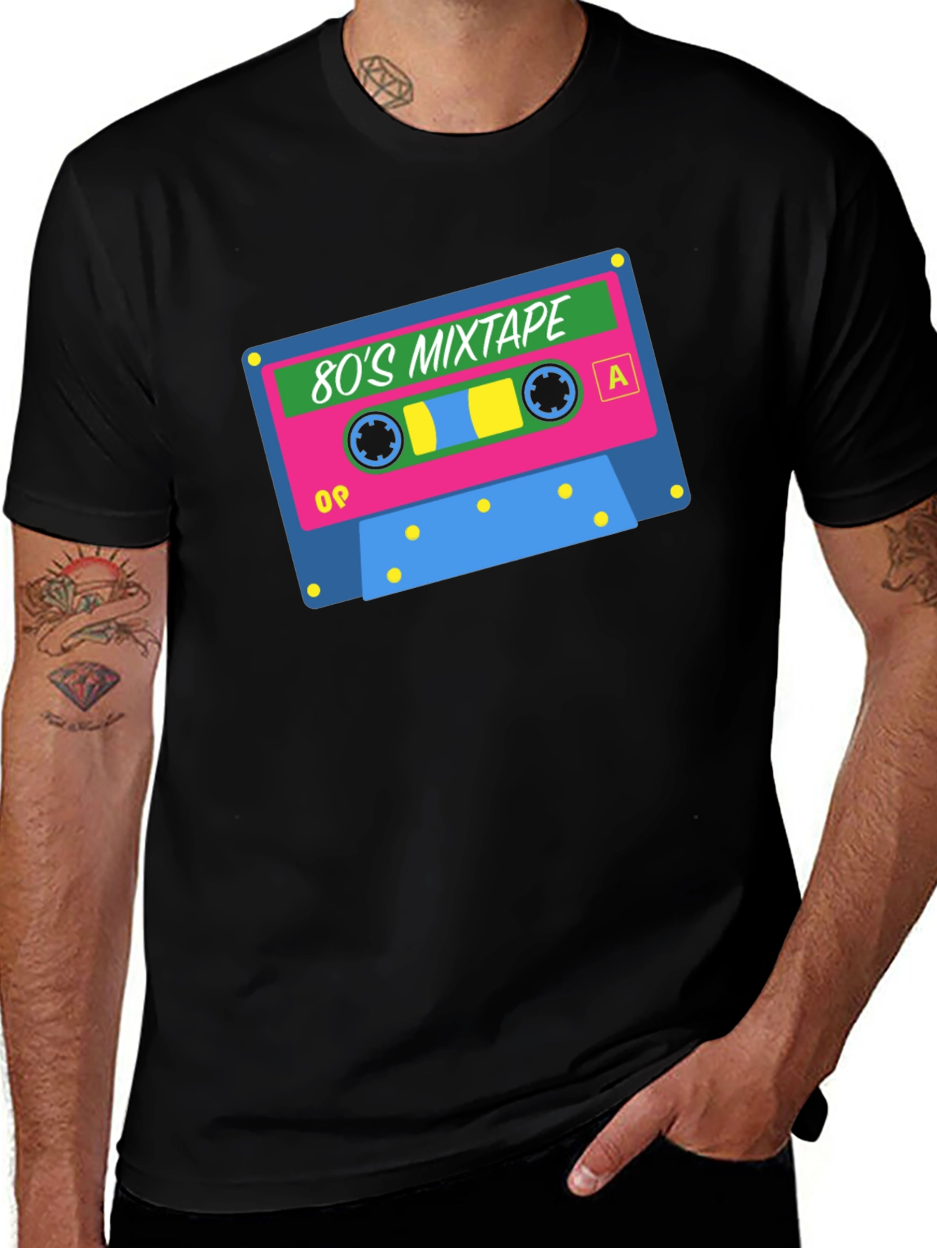 Retro 80s Mixtape Graphic T-Shirt - Black