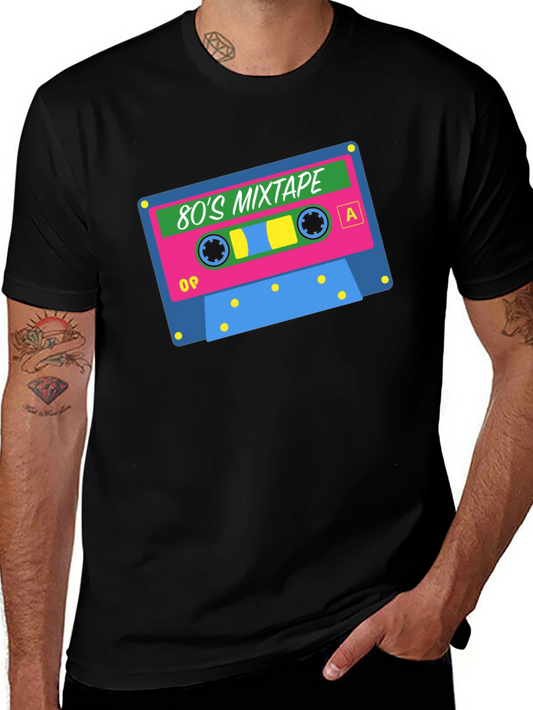 Retro 80s Mixtape Graphic T-Shirt - Black