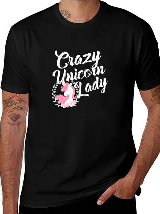Crazy Unicorn Lady Black T-Shirt