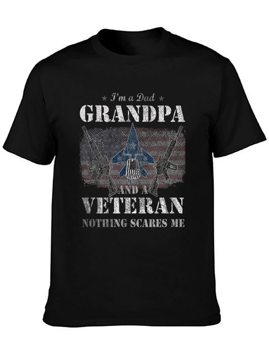Dad Grandpa Veteran T-Shirt - Nothing Scares Me