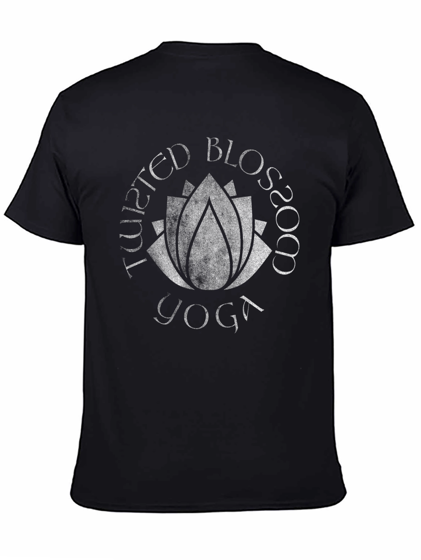Twisted Blossom Yoga T-Shirt - Lotus Design