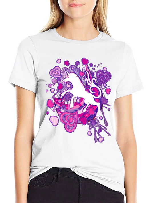 Unicorn Hearts Graphic T-Shirt - Black Cotton Tee