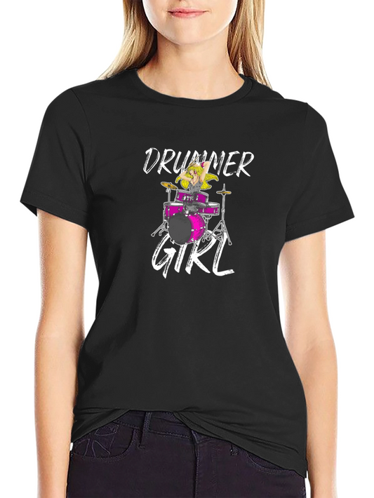 Drummer Girl Graphic Tee - Music Lover T-Shirt