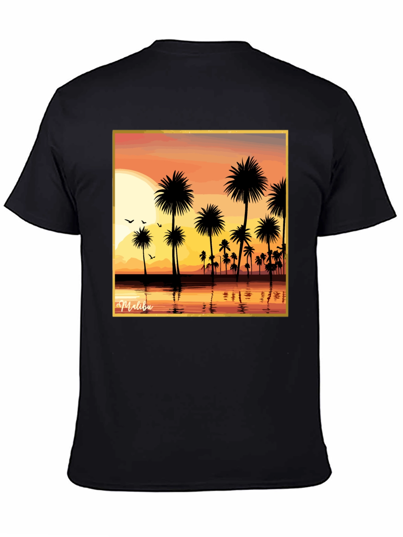 Malibu Sunset T-Shirt - Palm Tree Design
