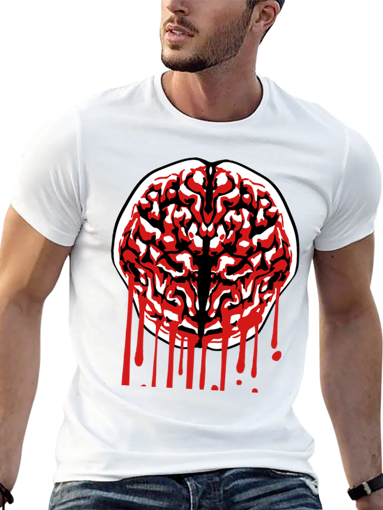 Brain Graphic Tee - Black Cotton Blend