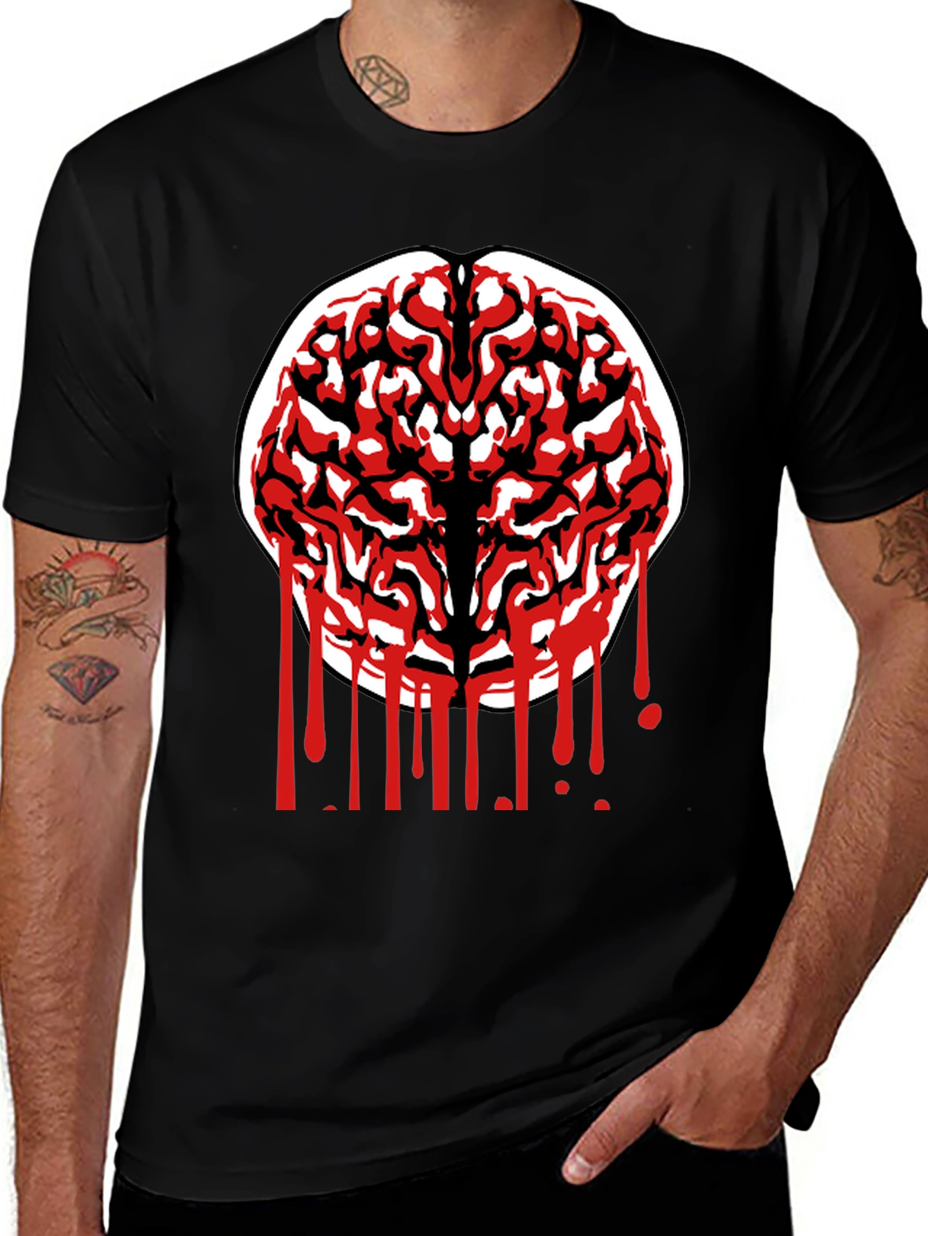 Brain Graphic Tee - Black Cotton Blend