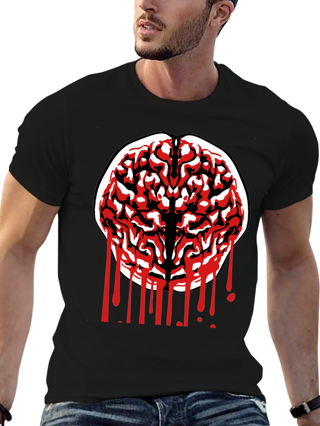 Brain Graphic Tee - Black Cotton Blend