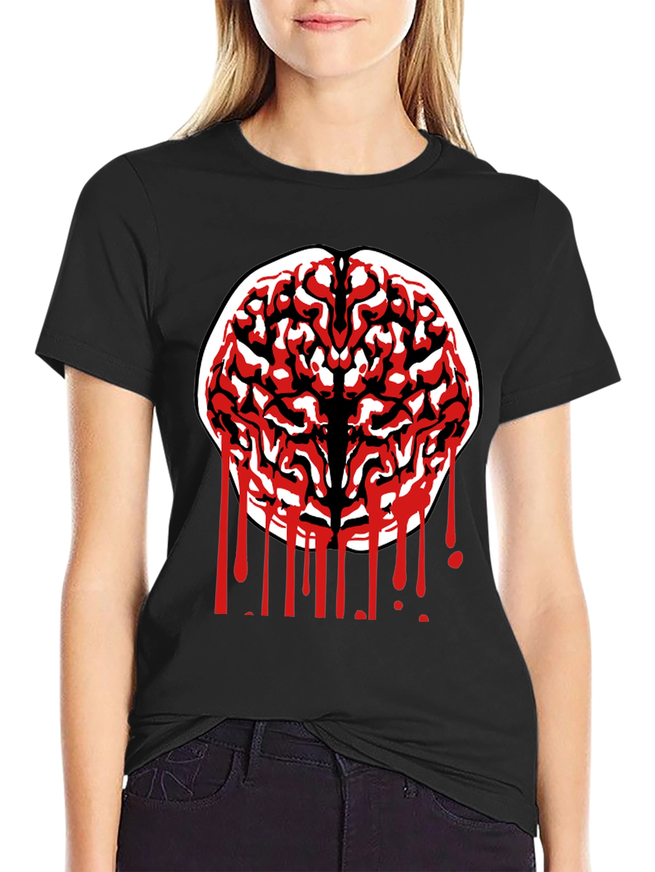 Brain Graphic Tee - Black Cotton Blend