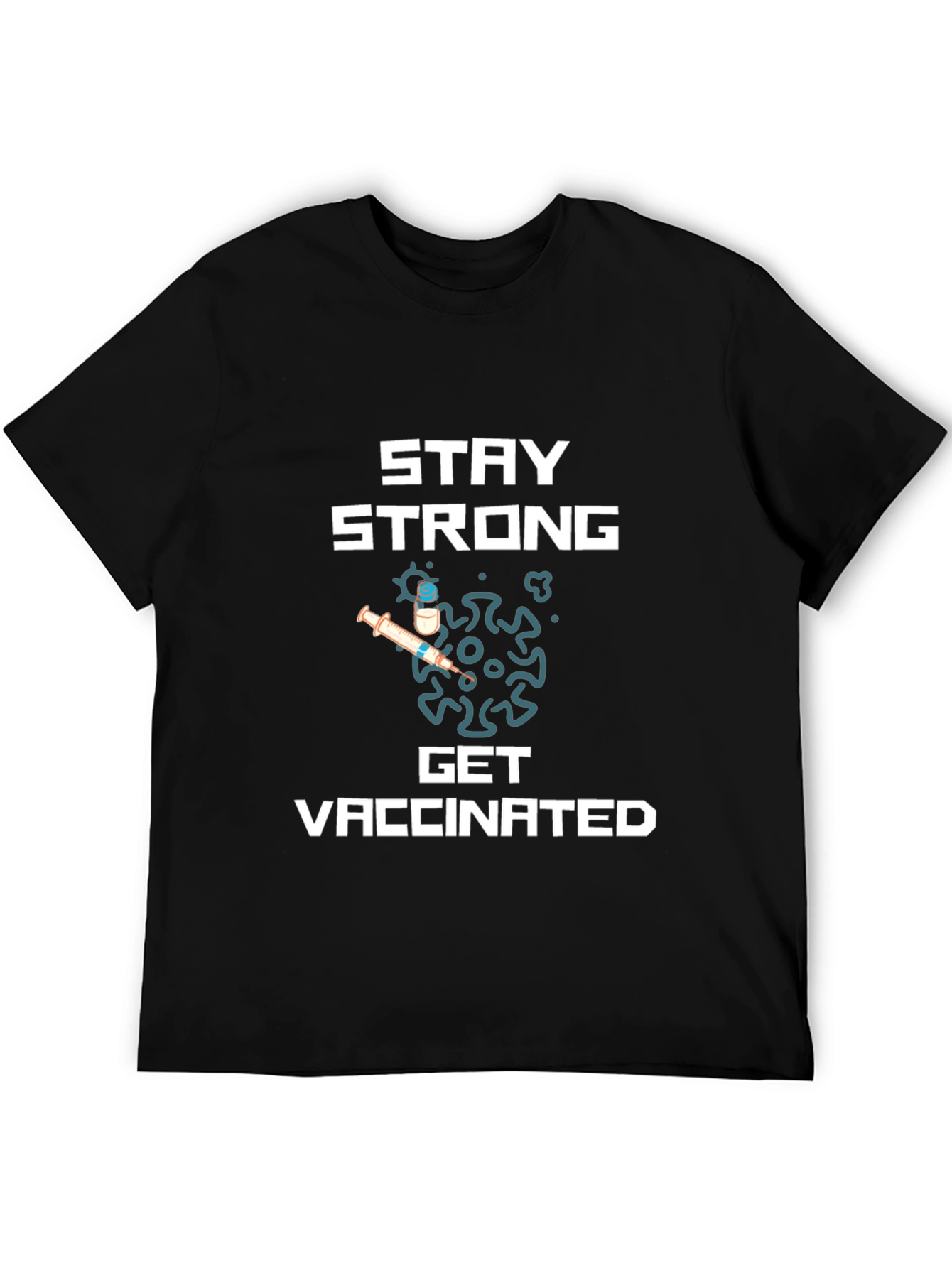 Stay Strong Get Vaccinated Graphic Tee - Black