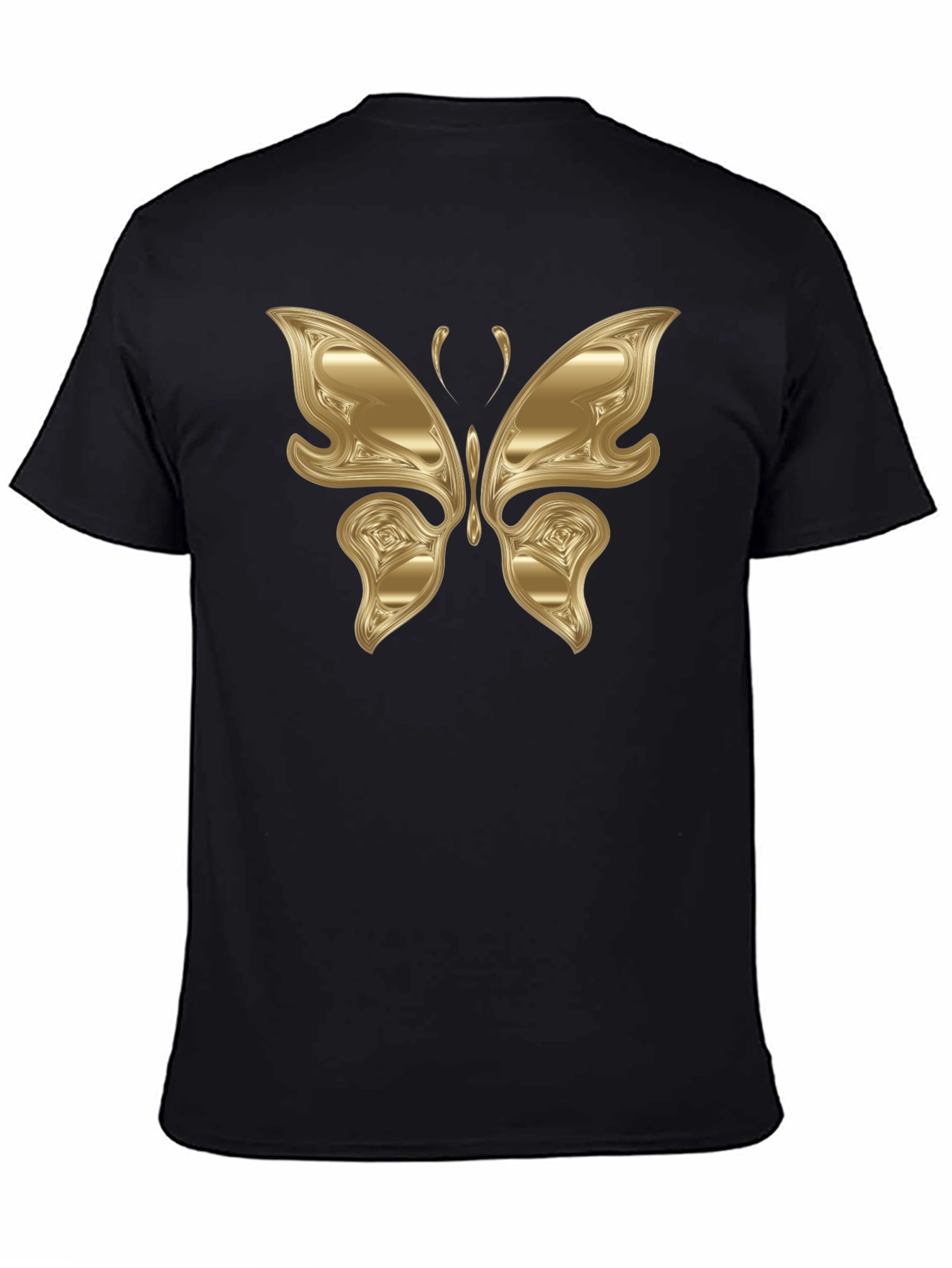 Golden Butterfly Graphic Black T-Shirt