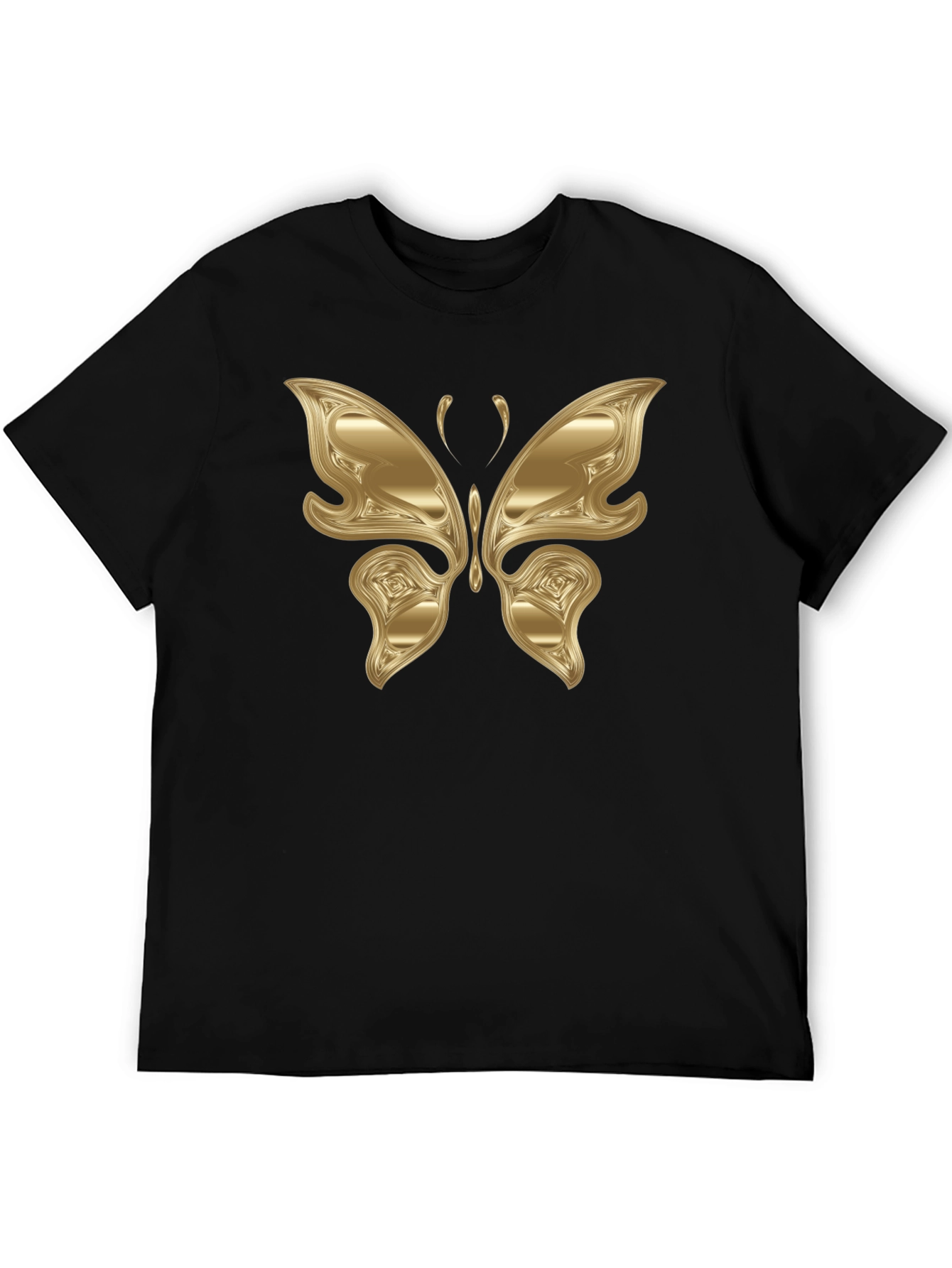 Golden Butterfly Graphic Black T-Shirt