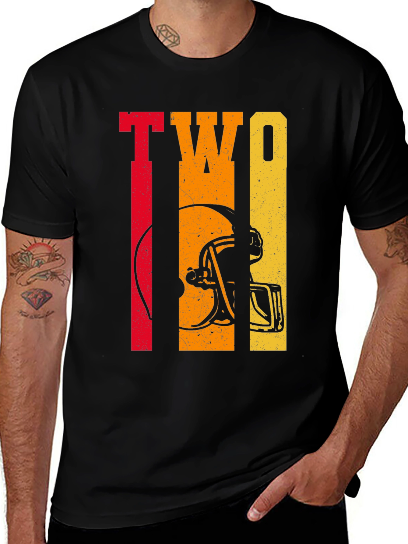 Retro TWO Football Helmet Graphic Tee