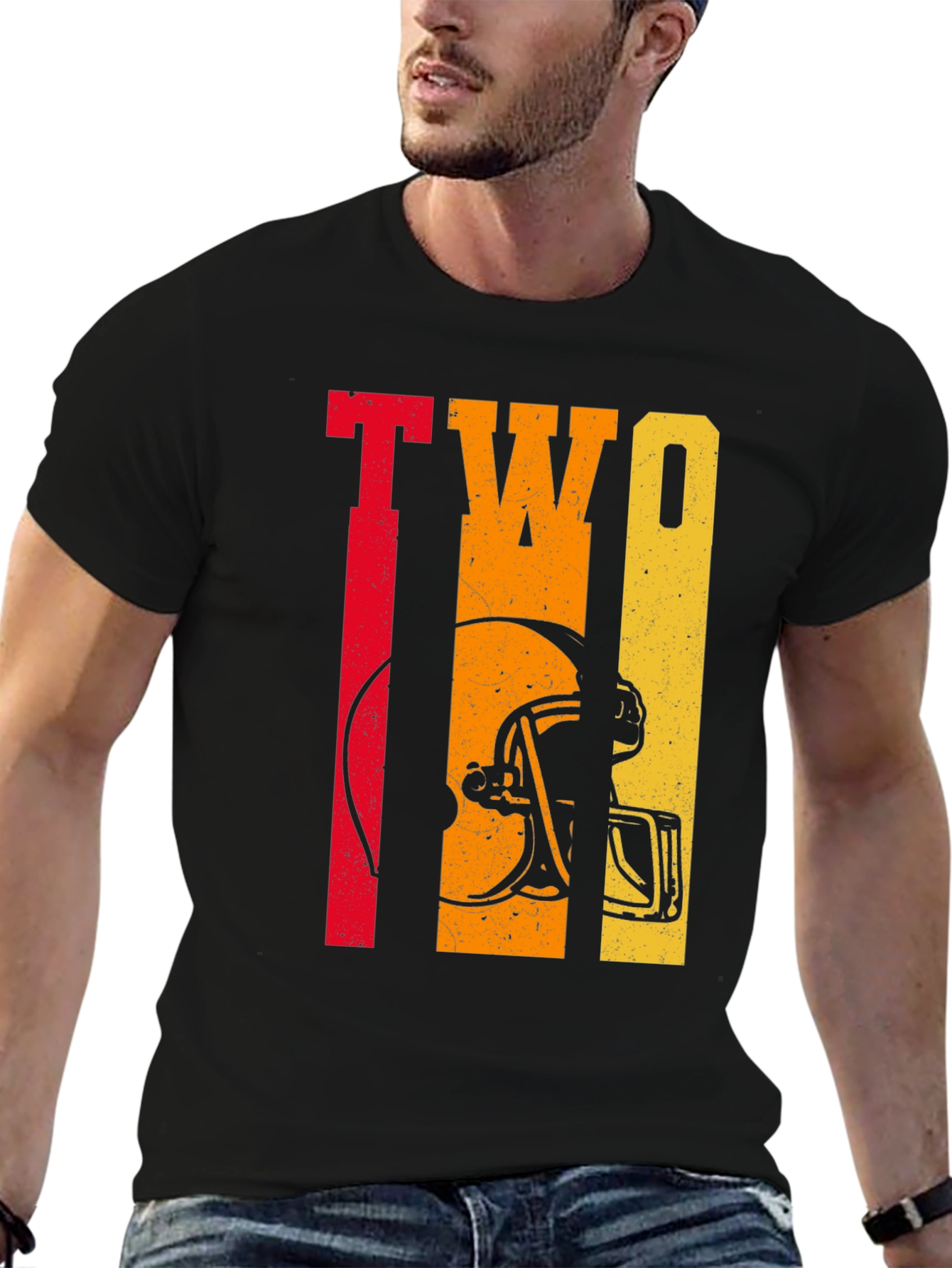 Retro TWO Football Helmet Graphic Tee