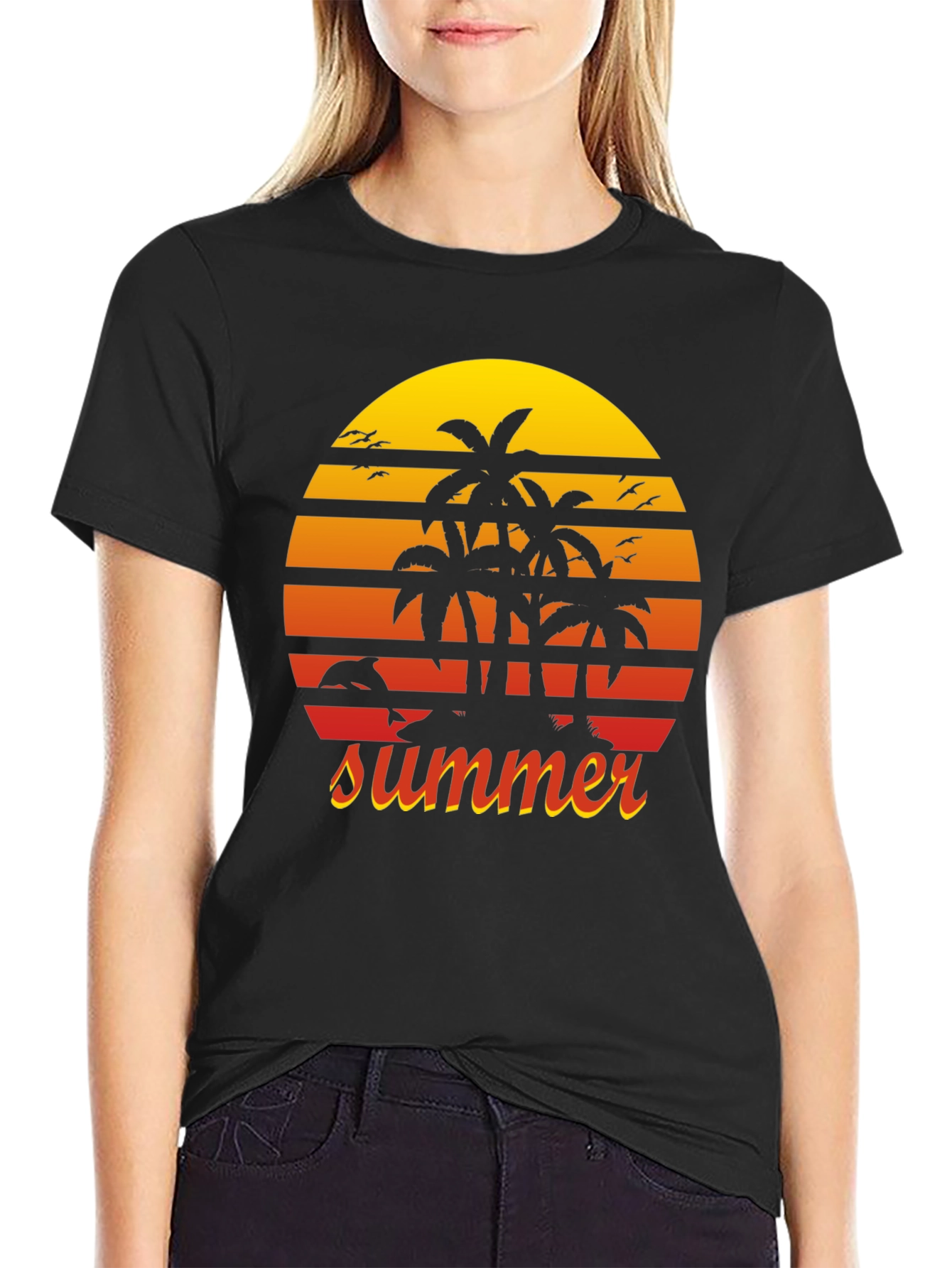 Summer Palm Tree Sunset Graphic Tee