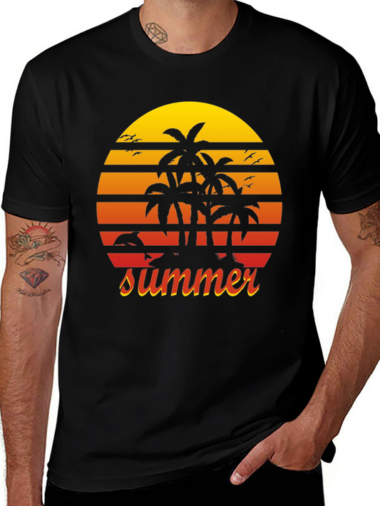 Summer Palm Tree Sunset Graphic Tee