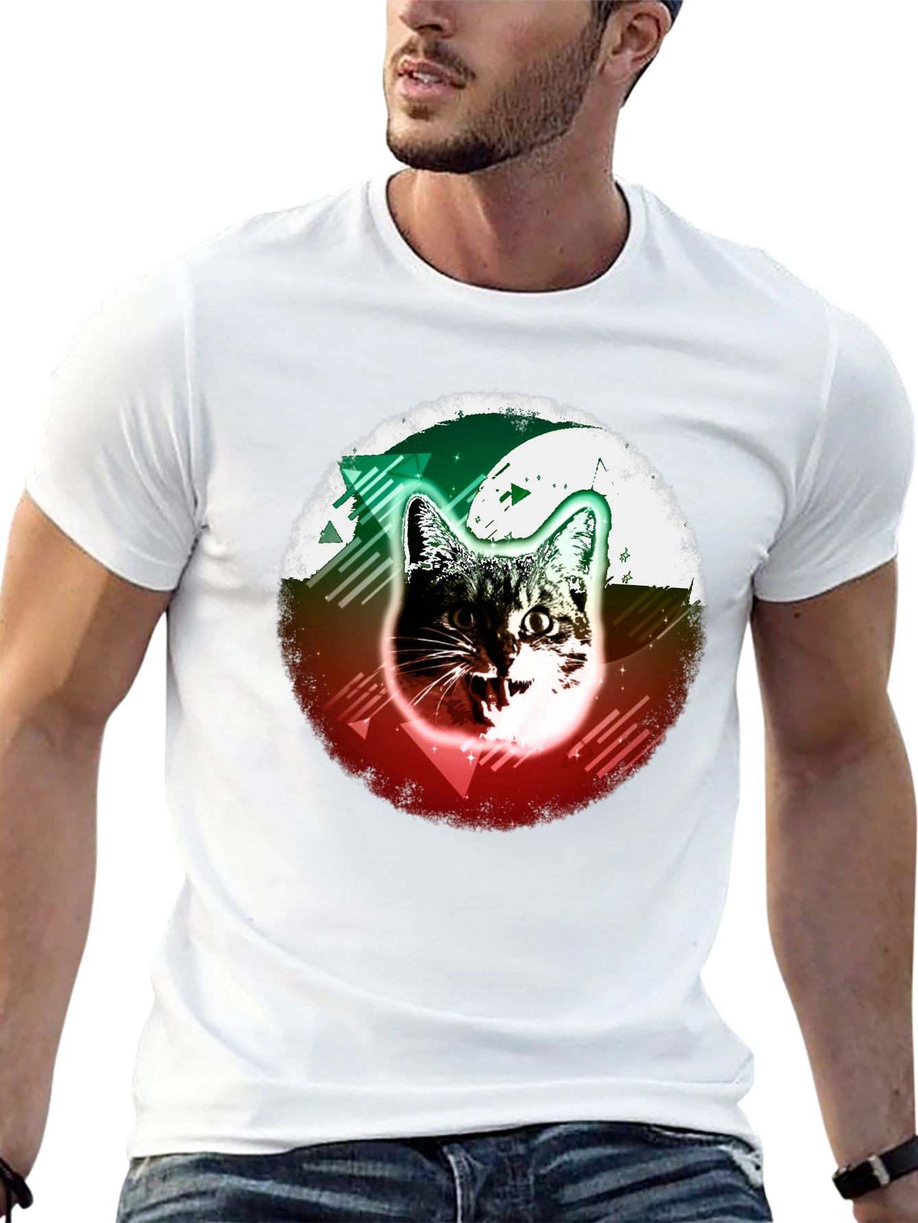 Cat Graphic Tee - Funky Retro Design