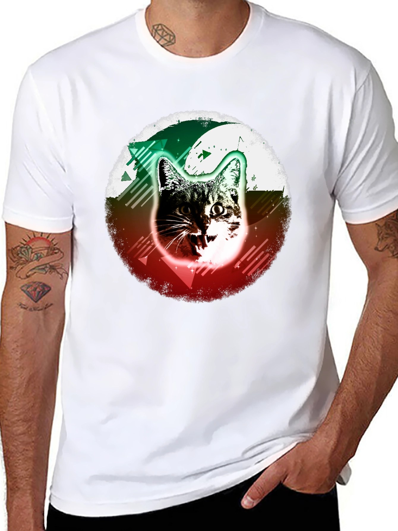 Cat Graphic Tee - Funky Retro Design