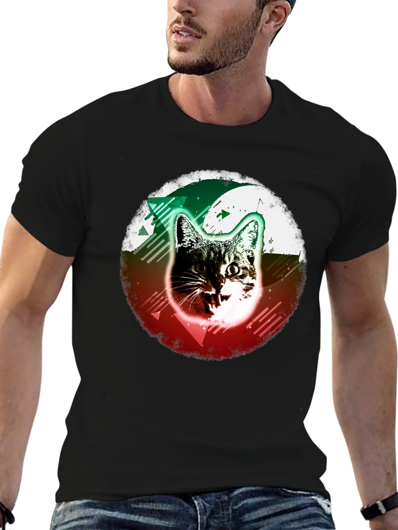 Cat Graphic Tee - Funky Retro Design