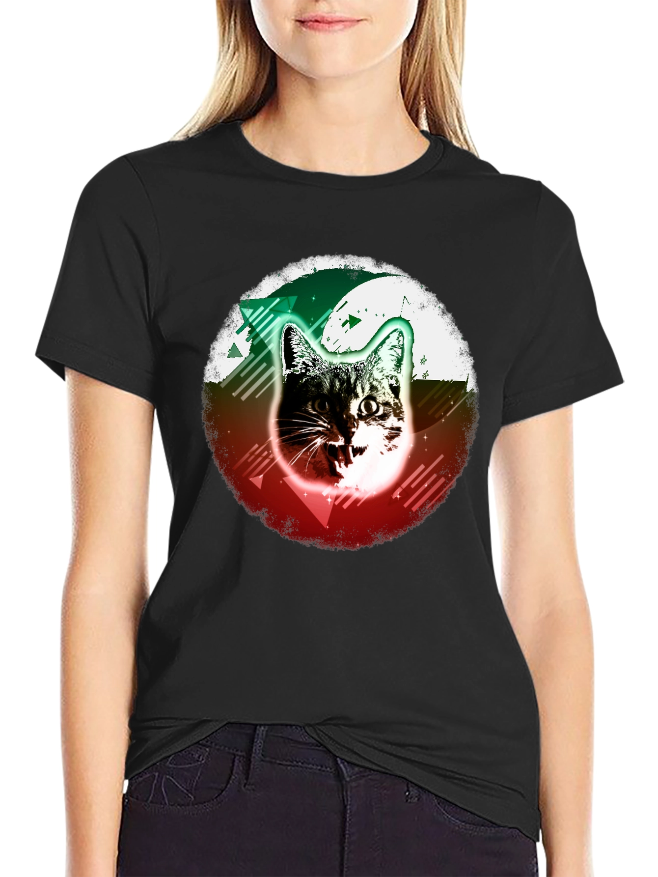 Cat Graphic Tee - Funky Retro Design