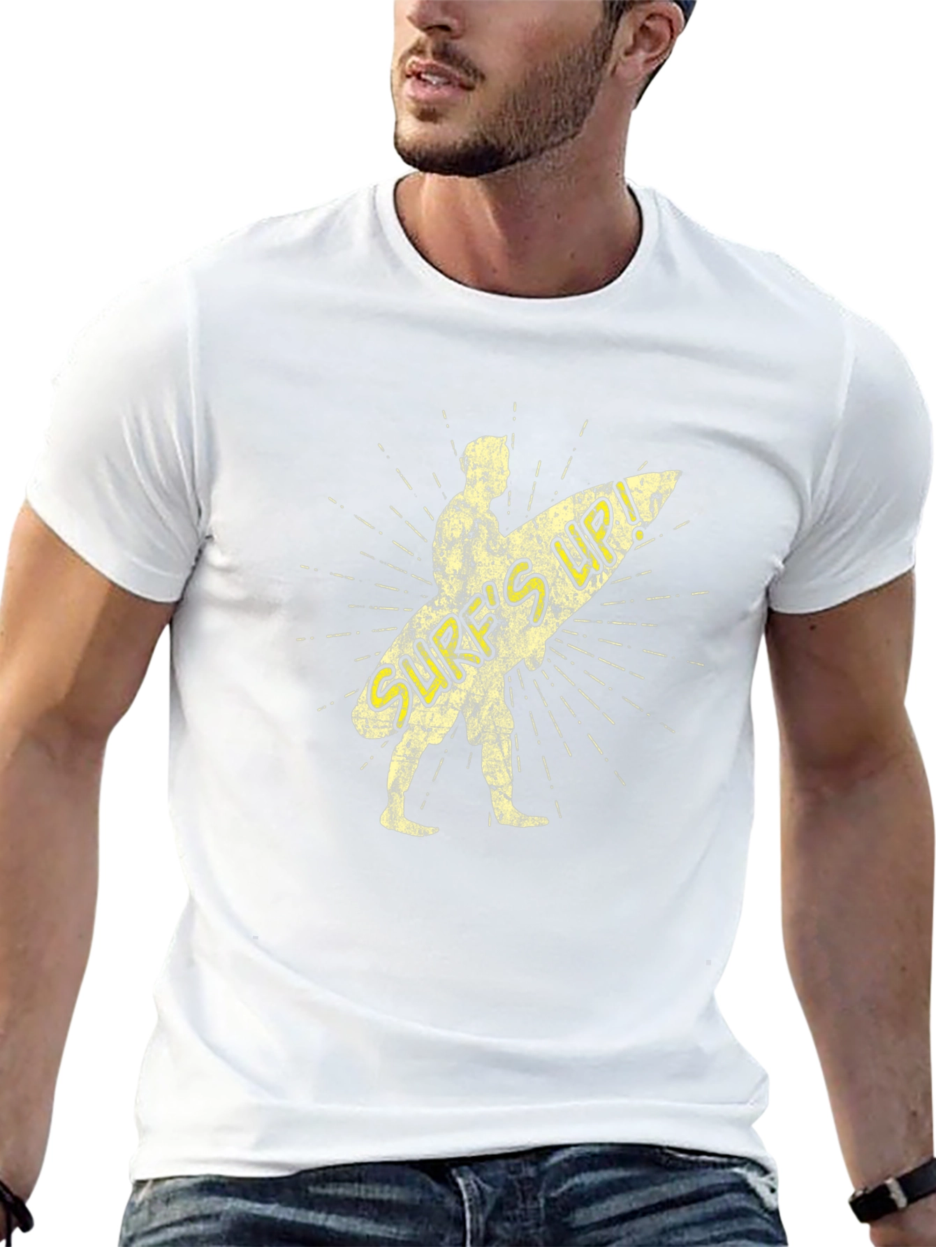 Surfs Up Graphic Tee - Black Cotton T-Shirt
