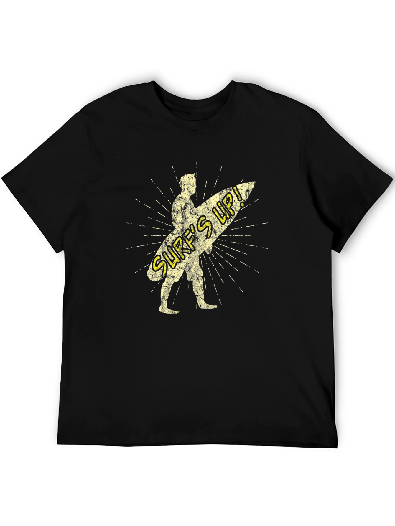 Surfs Up Graphic Tee - Black Cotton T-Shirt