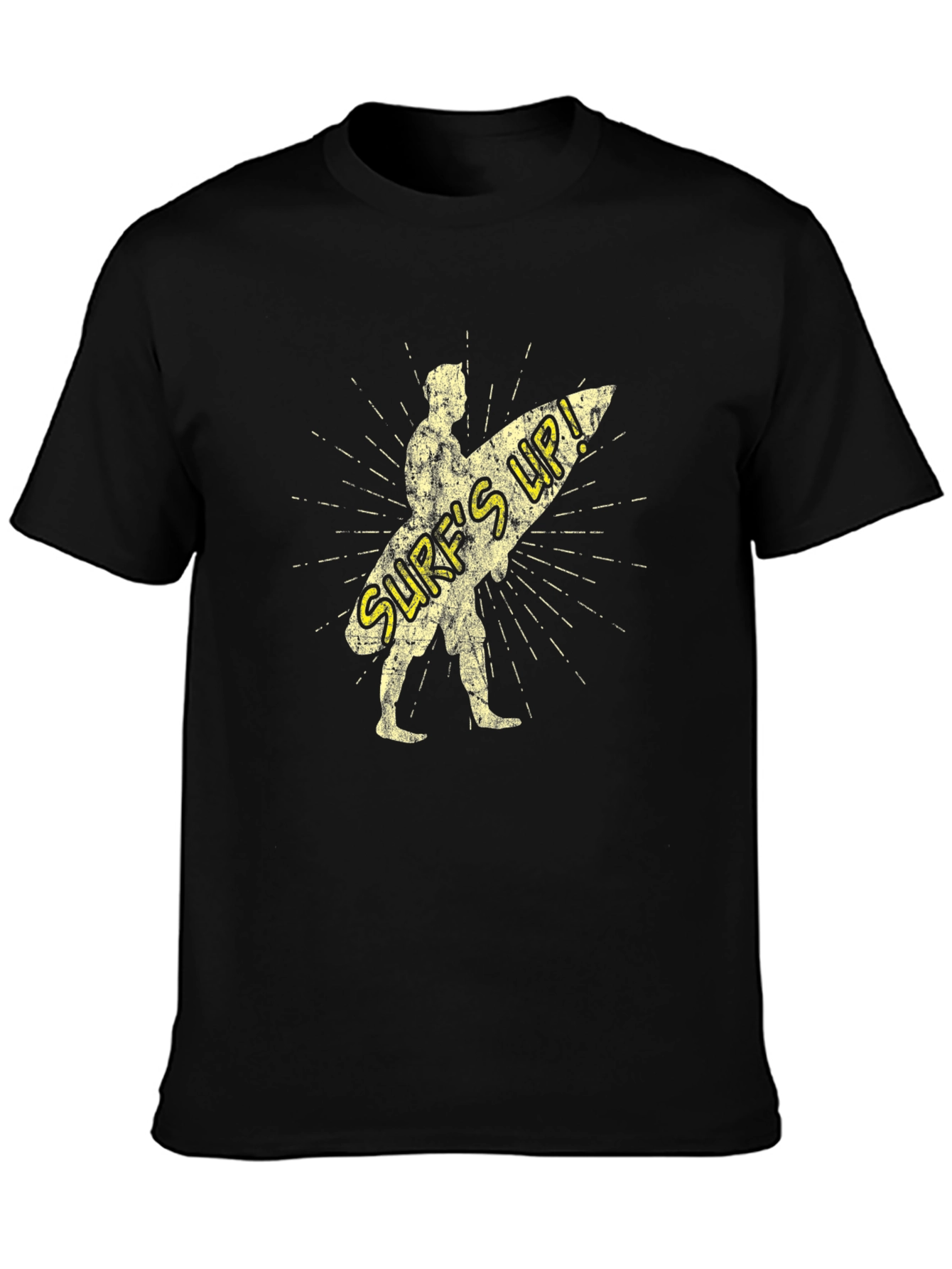 Surfs Up Graphic Tee - Black Cotton T-Shirt