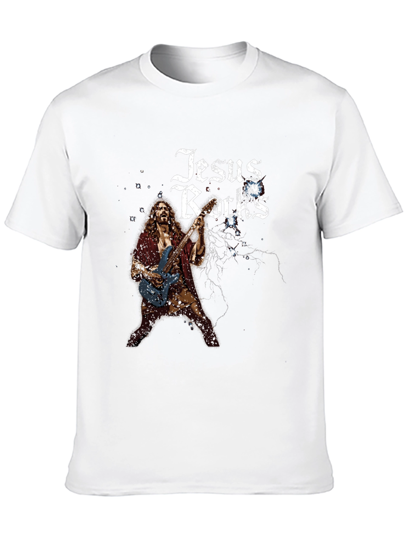 Jesus Rocks Graphic Tee - Black Cotton T-Shirt