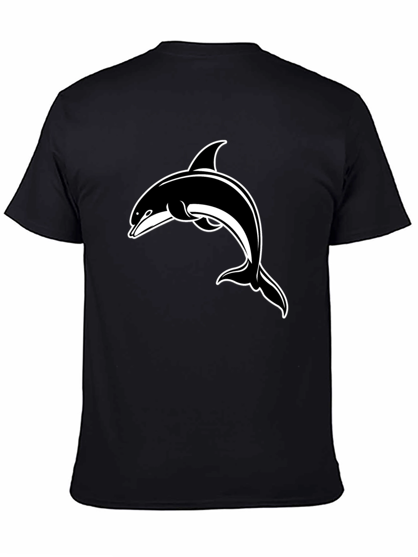 Black T-Shirt with Dolphin Graphic Print