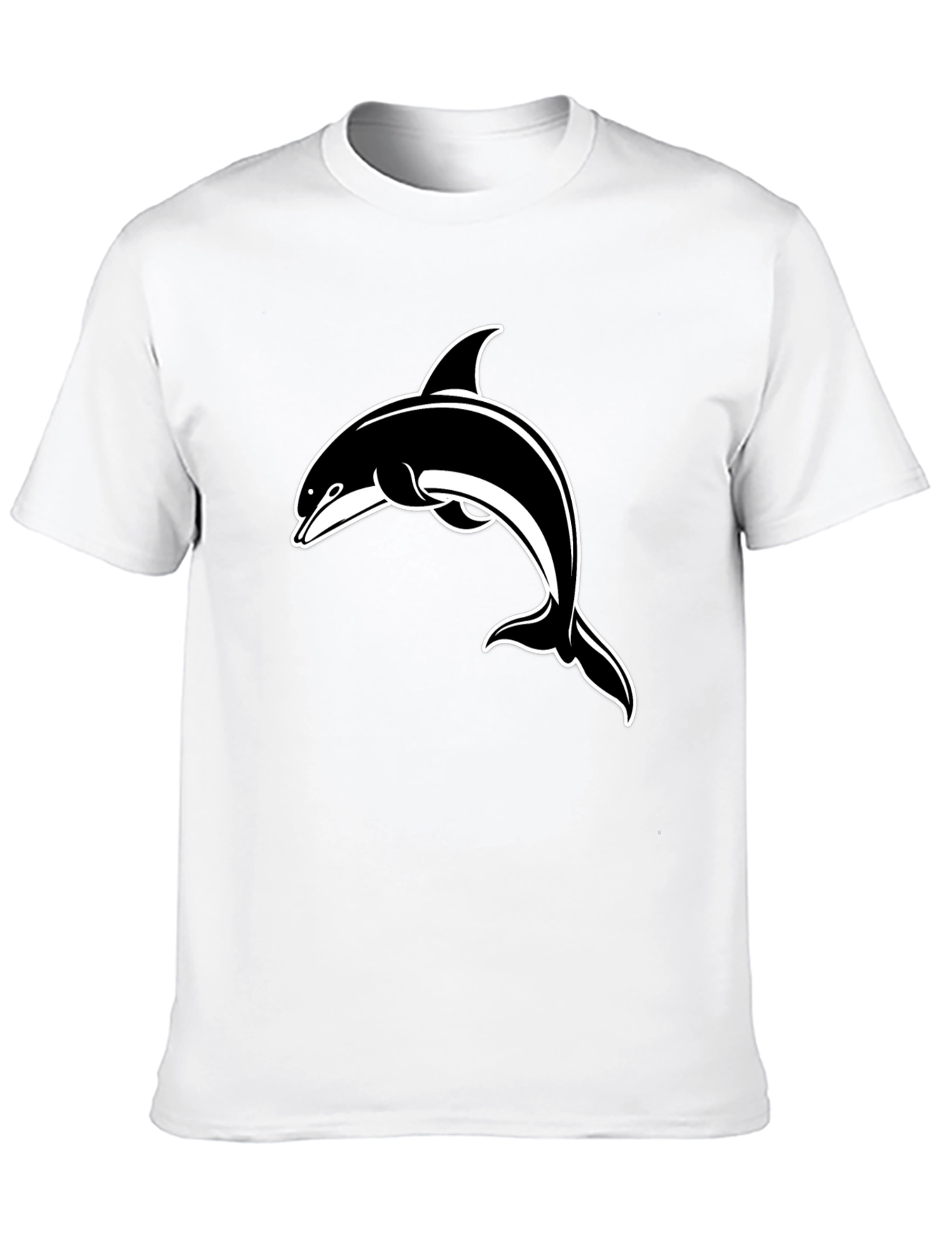 Black T-Shirt with Dolphin Graphic Print