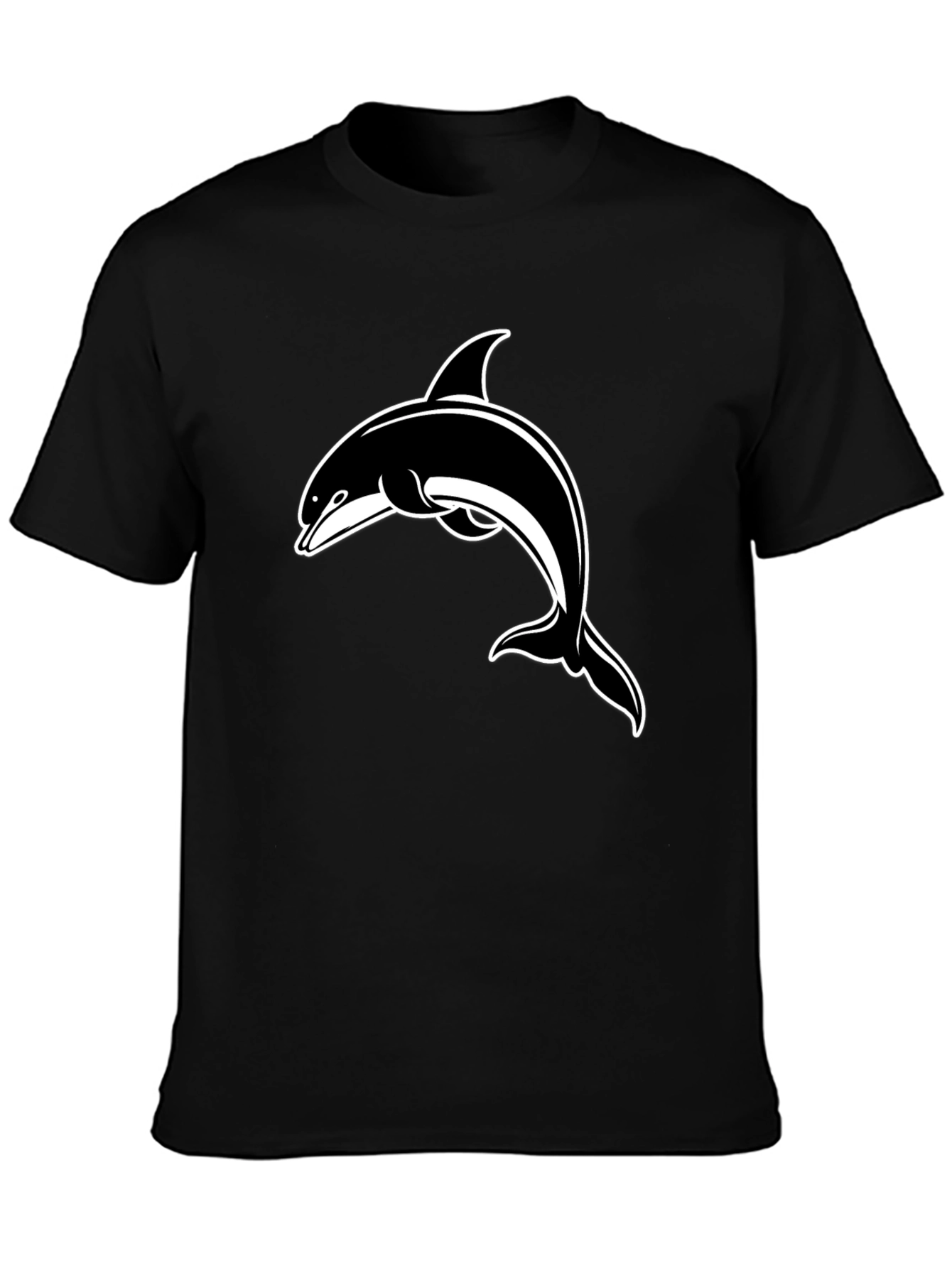 Black T-Shirt with Dolphin Graphic Print