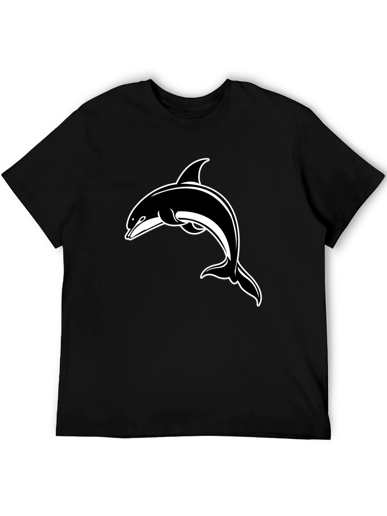 Black T-Shirt with Dolphin Graphic Print