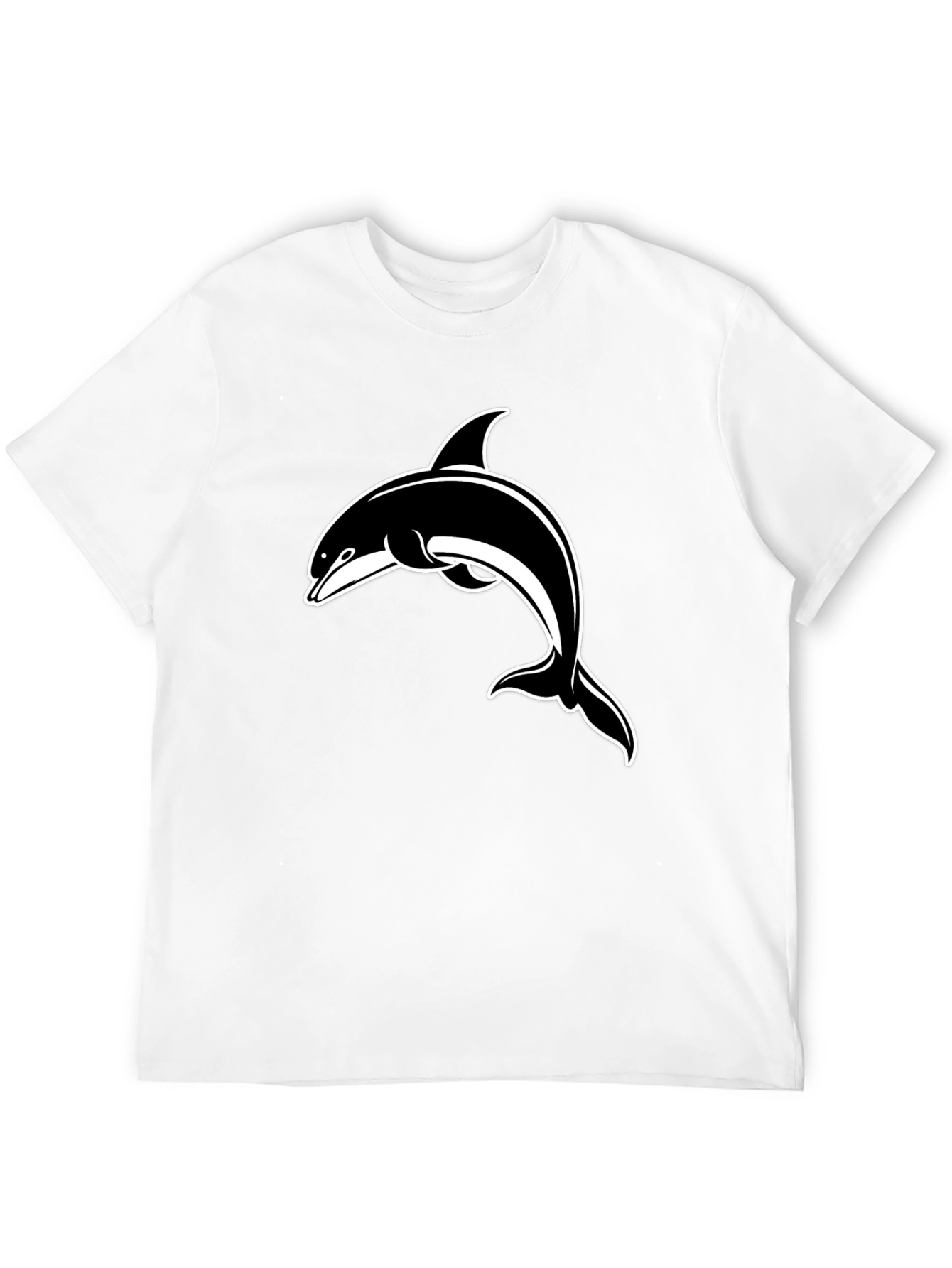 Black T-Shirt with Dolphin Graphic Print
