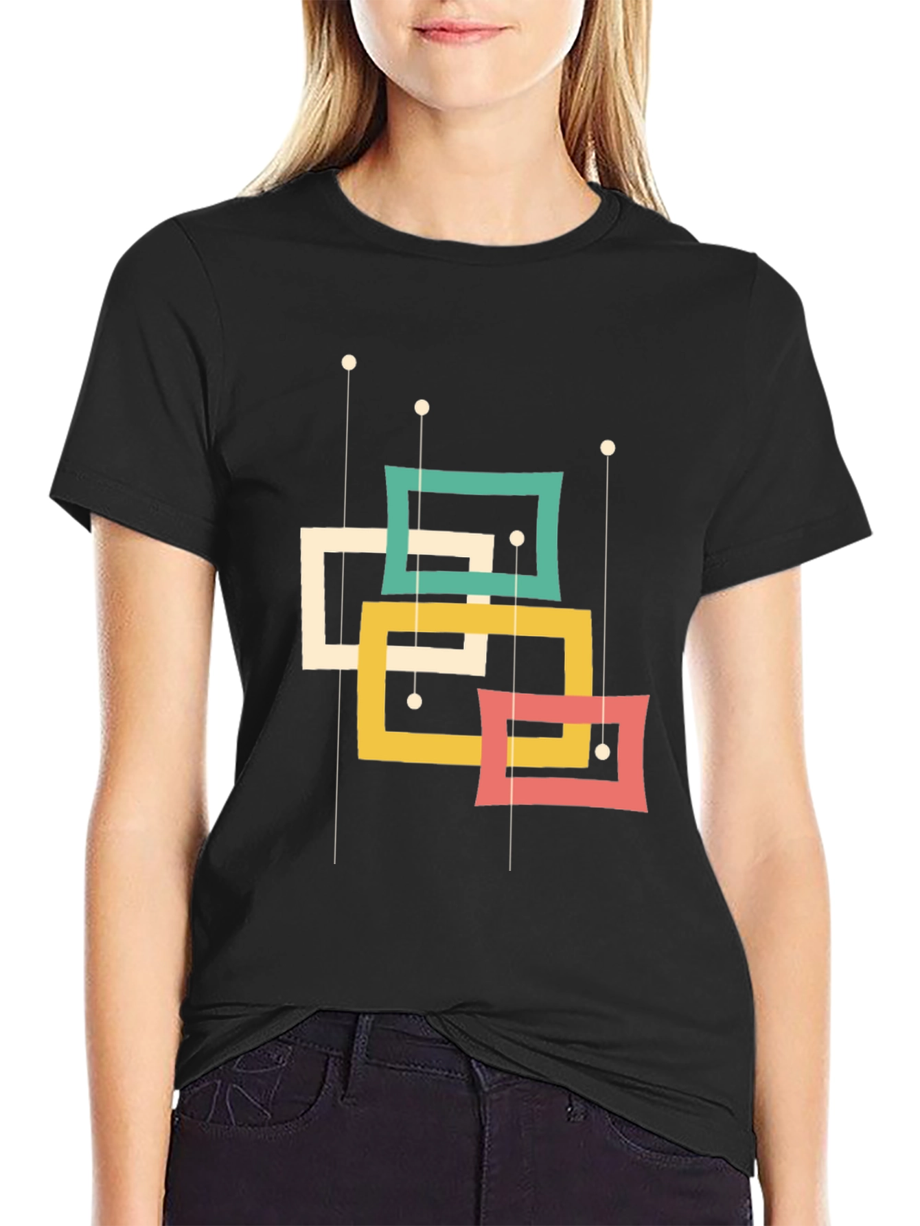 Retro Squares Graphic Tee - Mid-Century Modern Style