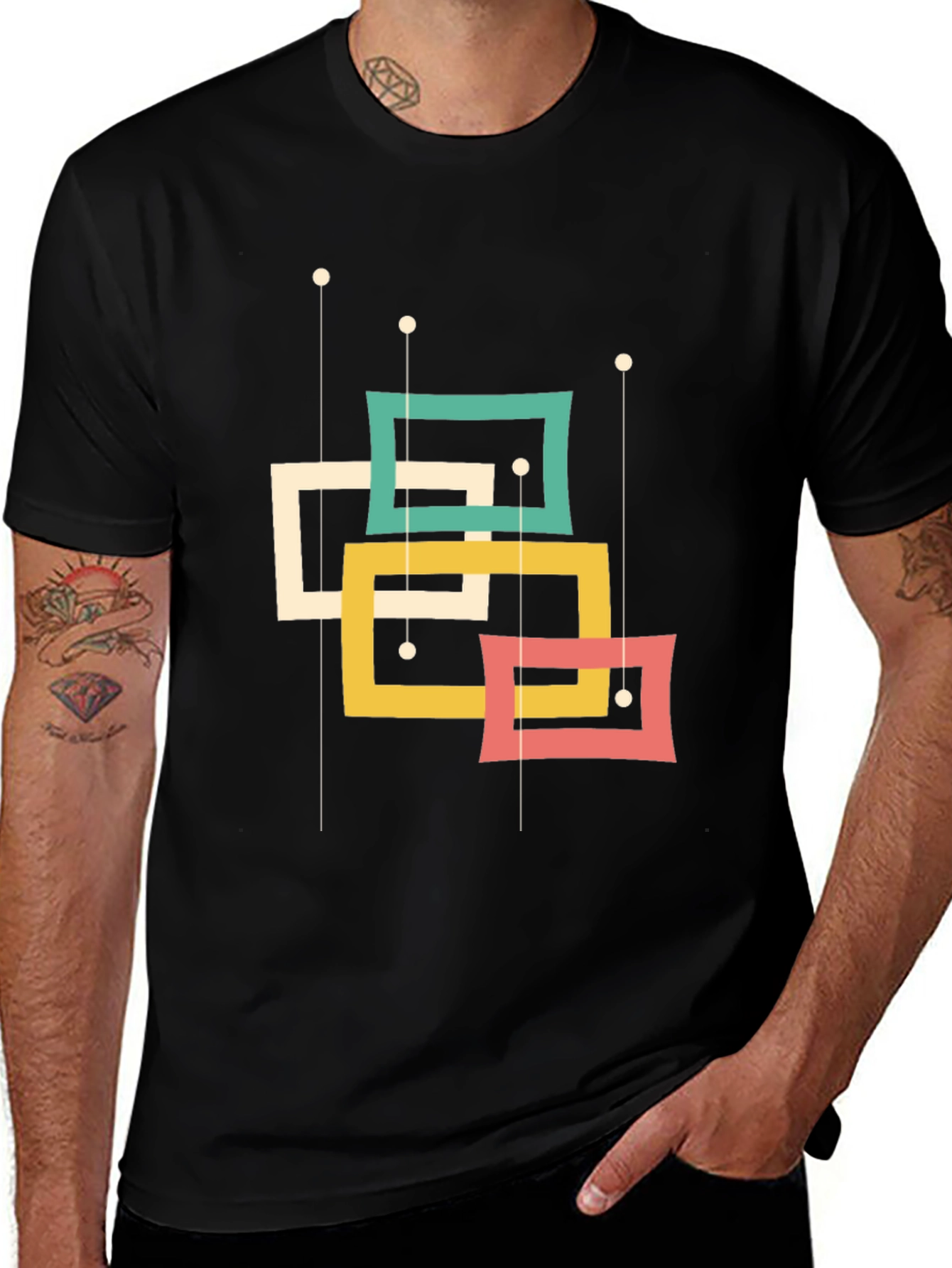Retro Squares Graphic Tee - Mid-Century Modern Style