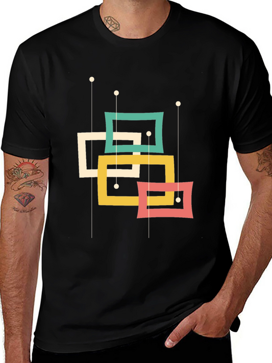 Retro Squares Graphic Tee - Mid-Century Modern Style