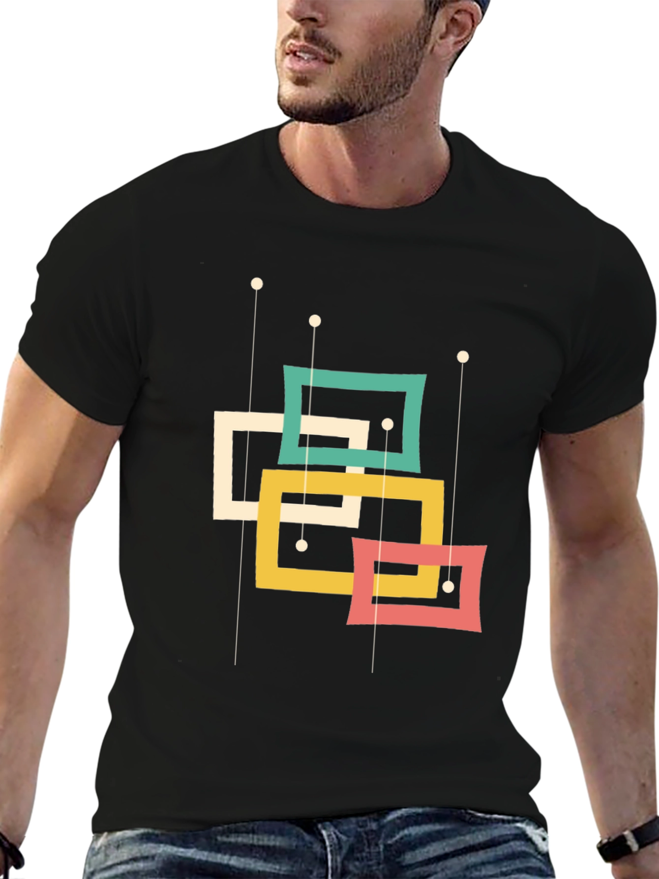 Retro Squares Graphic Tee - Mid-Century Modern Style