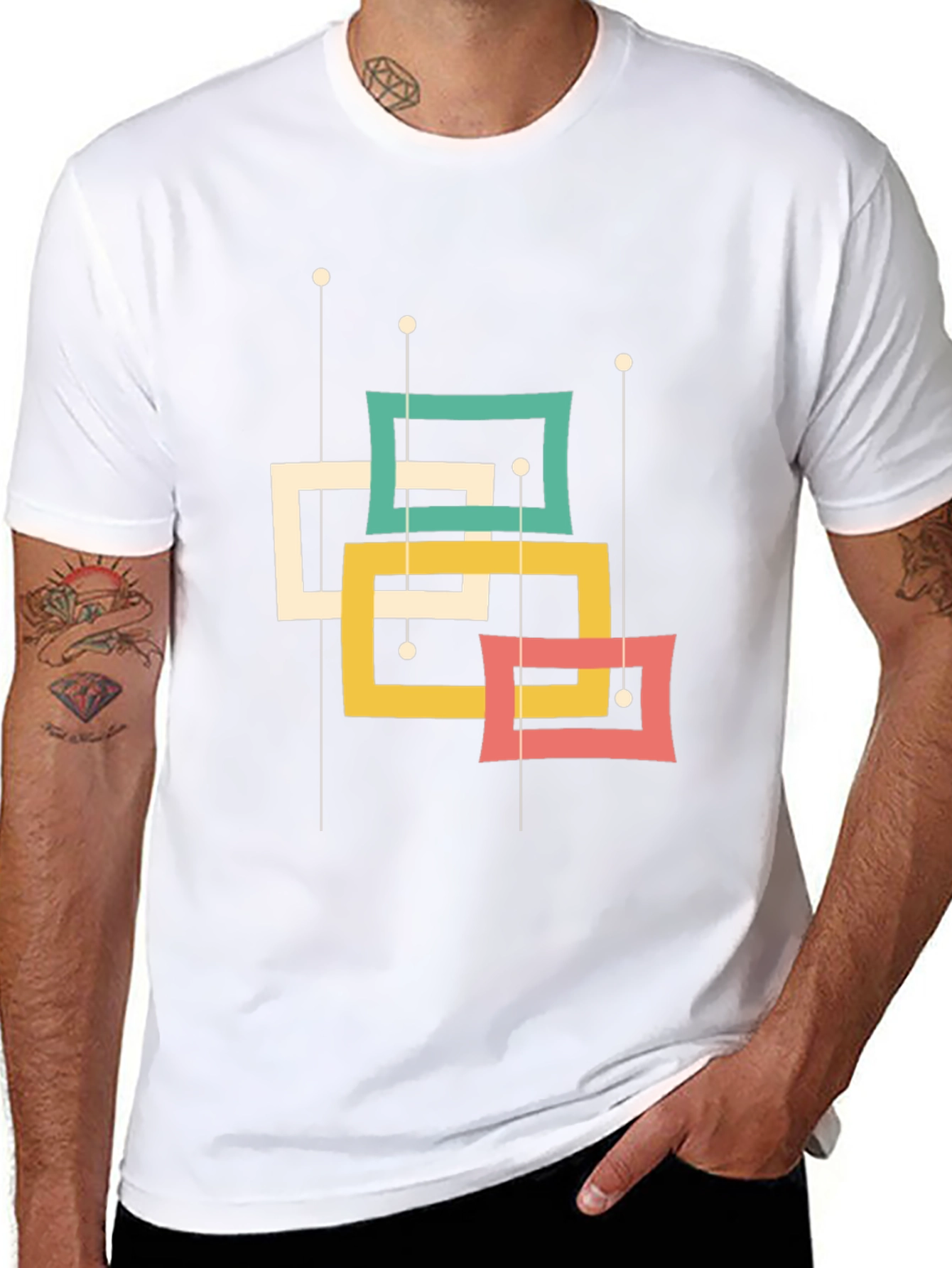 Retro Squares Graphic Tee - Mid-Century Modern Style