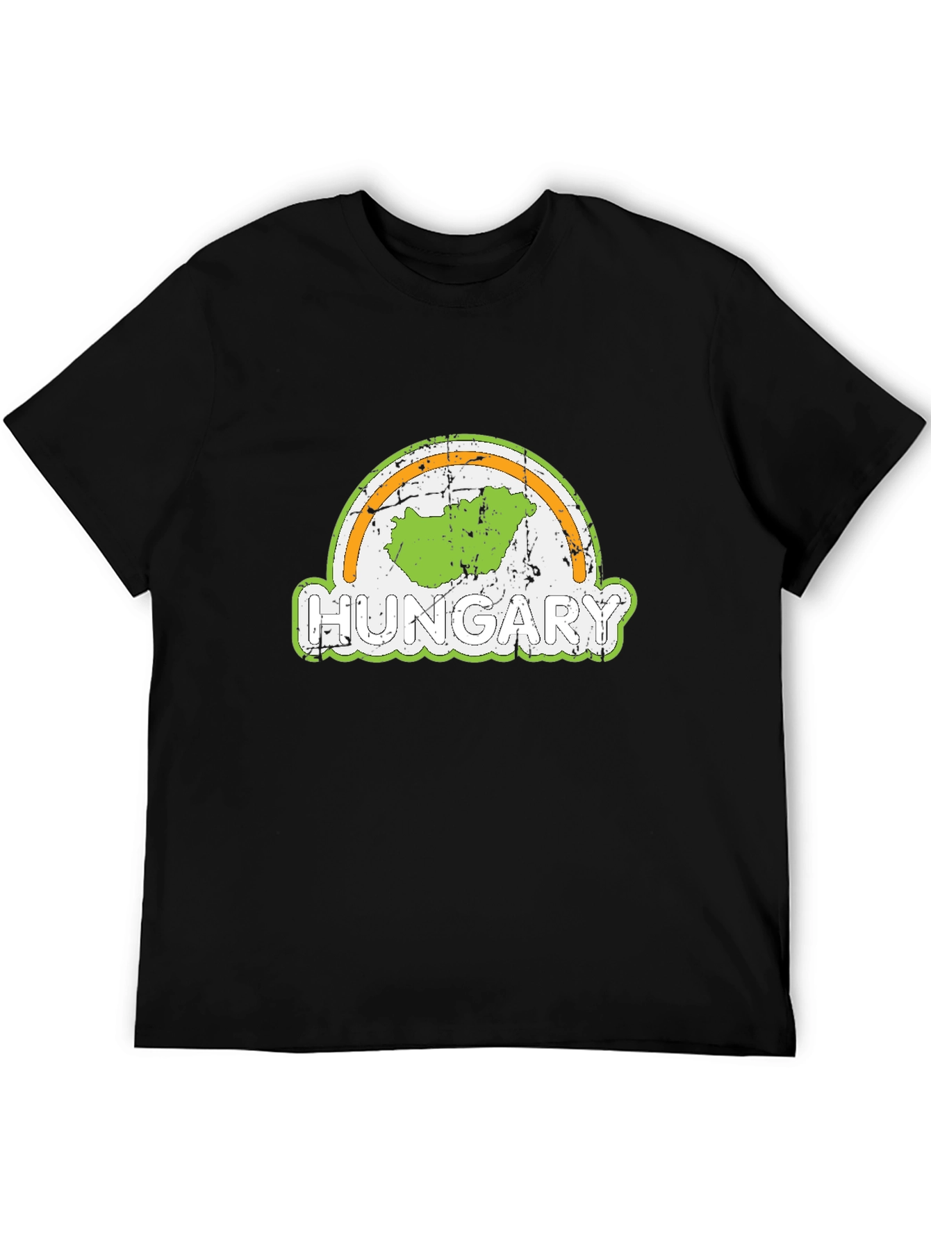 Hungary Map Graphic Tee - Black Cotton Casual Shirt