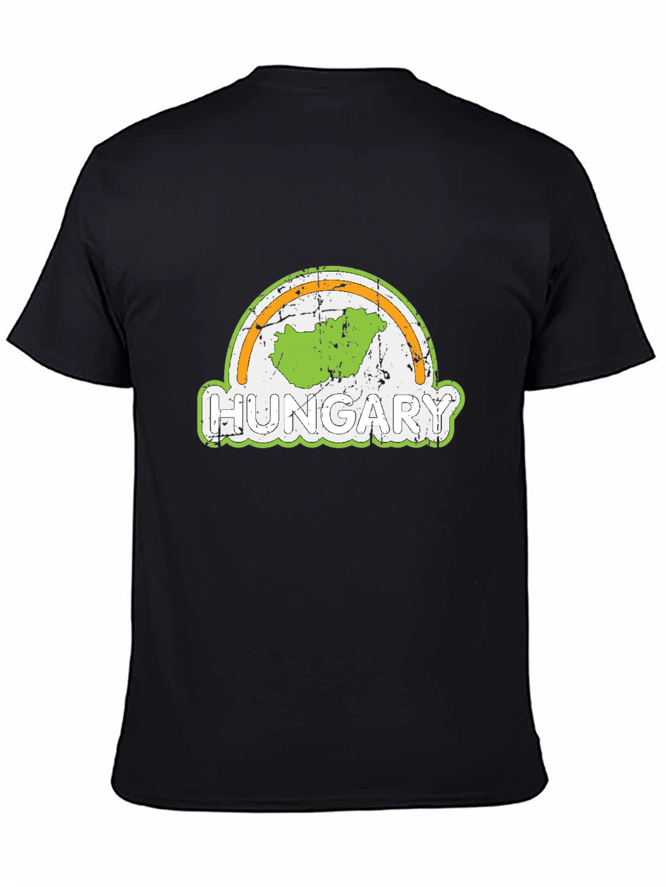 Hungary Map Graphic Tee - Black Cotton Casual Shirt
