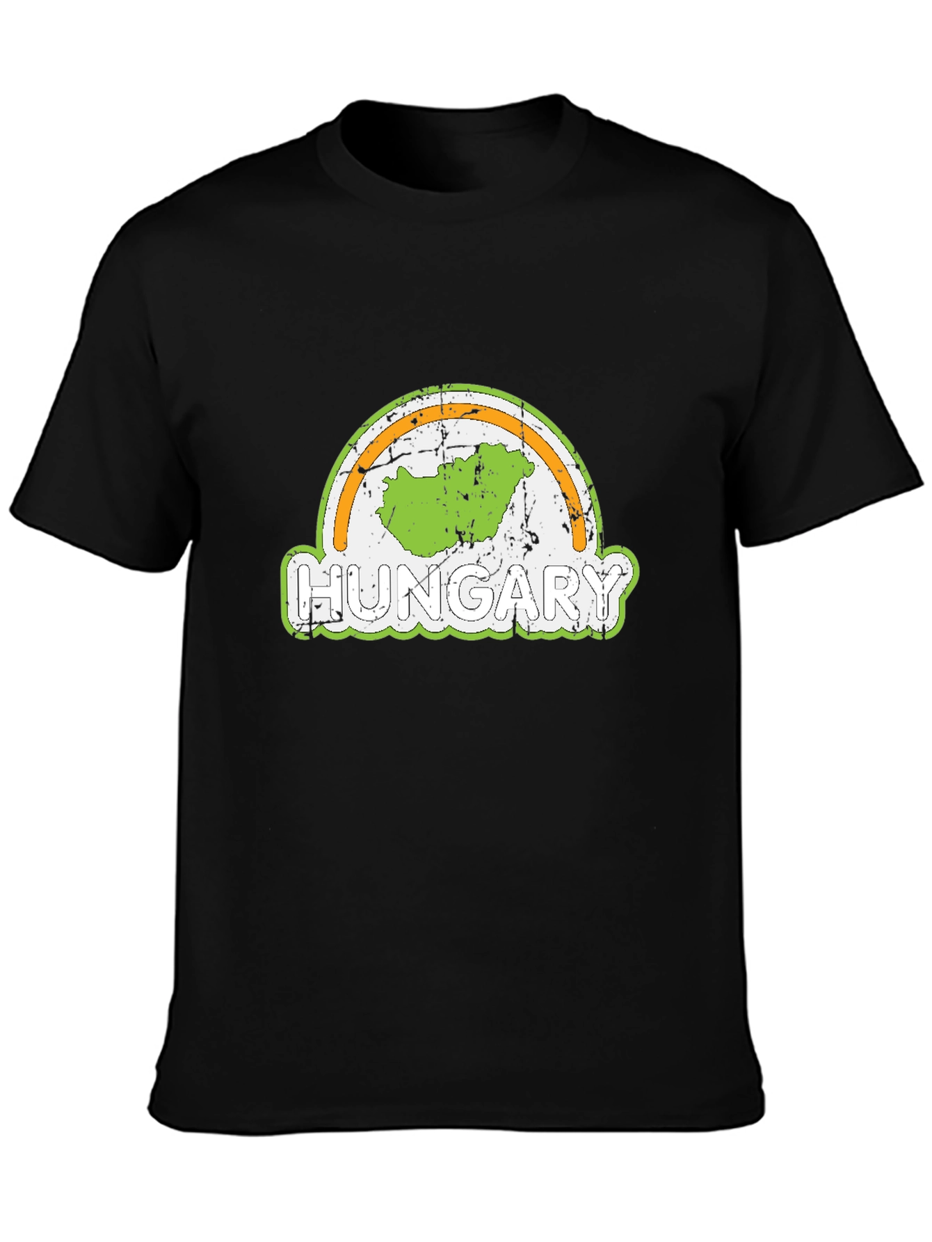 Hungary Map Graphic Tee - Black Cotton Casual Shirt