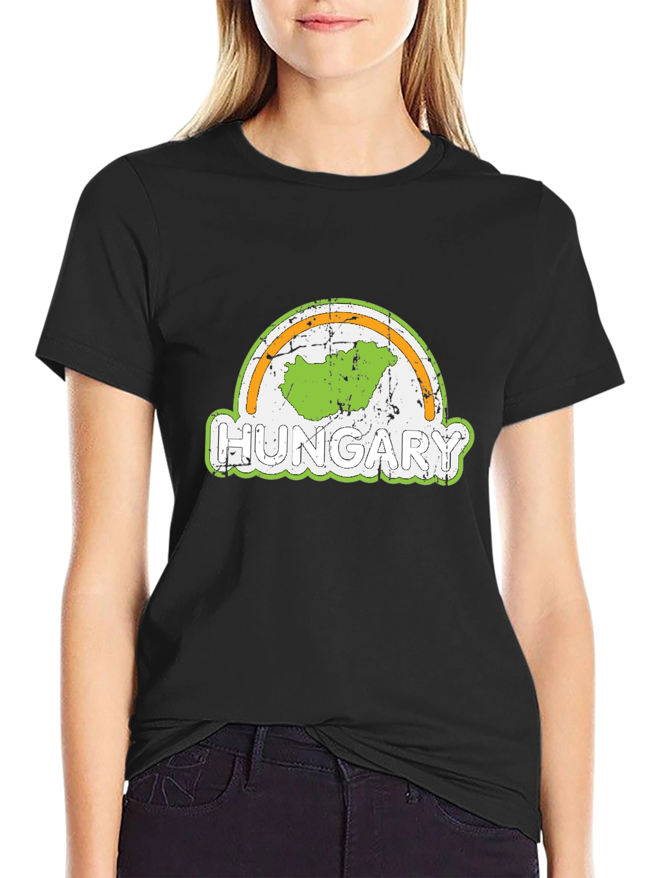 Hungary Map Graphic Tee - Black Cotton Casual Shirt