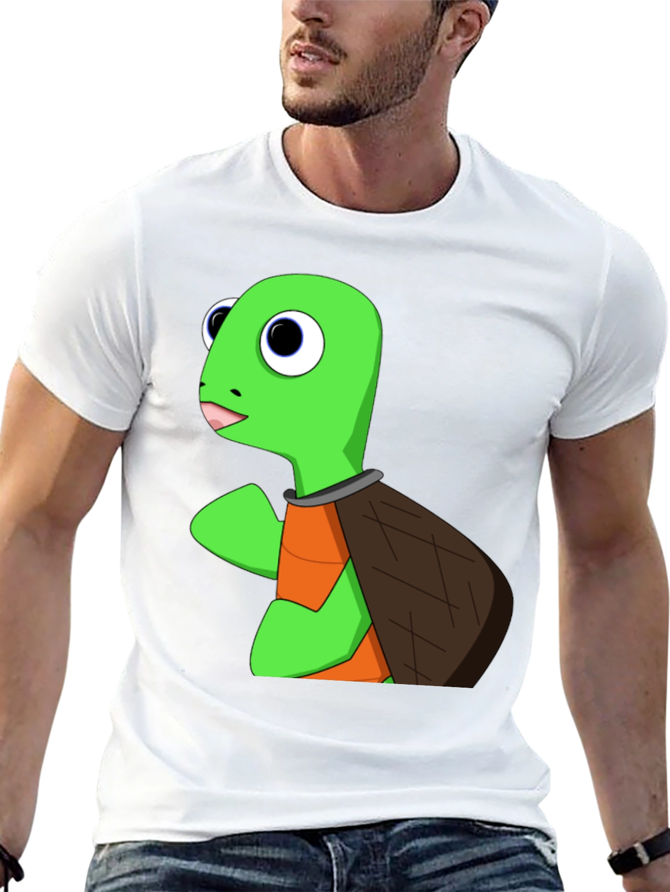 Cartoon Turtle Graphic Tee - Black